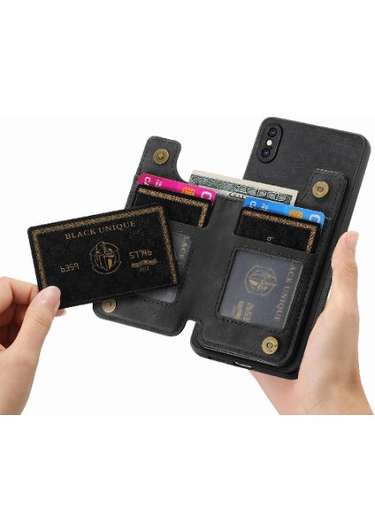 IPhone X/xs Vintage Fermuar Cüzdan Katlanabilir Arka Kapak Standı (Yurt Dışından)