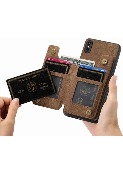 IPhone X/xs Vintage Fermuar Cüzdan Katlanabilir Arka Kapak Standı (Yurt Dışından)