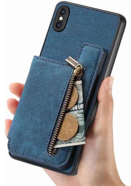 IPhone Xs Max Katlanabilir Arka Kapak Vintage Fermuar Cüzdan Standı (Yurt Dışından)