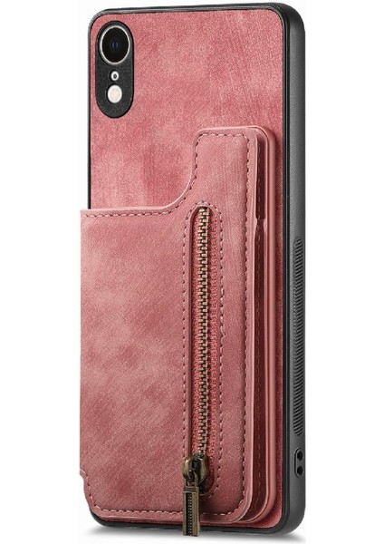 IPhone Xr Için Kılıf Standı Fonksiyonu Katlanabilir Arka Kapak Vintage Fermuar Cüzdan (Yurt Dışından)