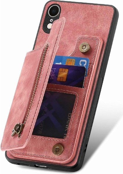 IPhone Xr Için Kılıf Standı Fonksiyonu Katlanabilir Arka Kapak Vintage Fermuar Cüzdan (Yurt Dışından)