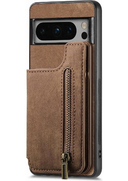 Google Piksel 8 Pro Için Kılıf Katlanabilir Arka Kapak Vintage Fermuar Cüzdan (Yurt Dışından) modelleri