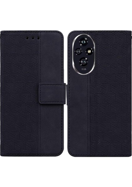 Onur Için Flip Case 200 5g Kickstand Özelliği Geometrik Kabartmalı Flip Folio (Yurt Dışından)