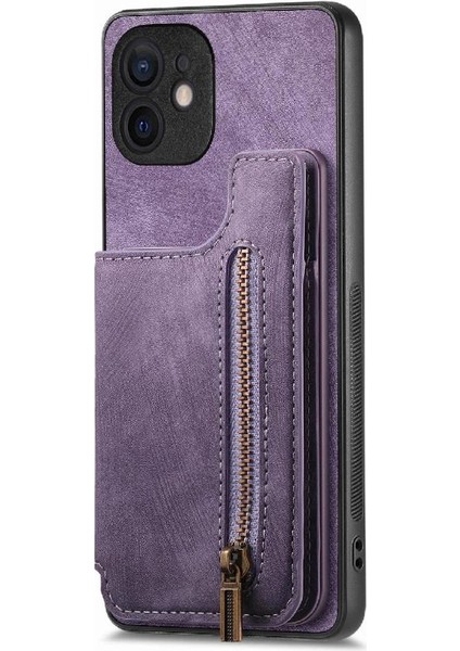 IPhone 12 Için Kılıf Katlanabilir Arka Kapak Vintage Fermuar Cüzdan Standı Fonksiyonu (Yurt Dışından) modelleri