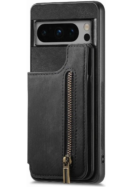 Google Piksel 8 Pro Için Kılıf Katlanabilir Arka Kapak Vintage Fermuar Cüzdan (Yurt Dışından) modelleri