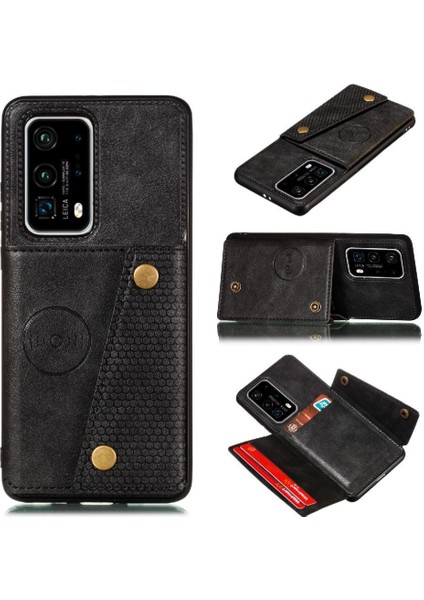 Huawei P40 Pro Kickstand Buit Için Cüzdan Kılıf Demir Cüzdan Kılıf Kartı (Yurt Dışından)