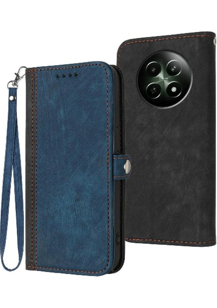 Kart Yuvası Standı Pu Deri ile Realme 12 5g Flip Folio Kitap Için Kılıf (Yurt Dışından)