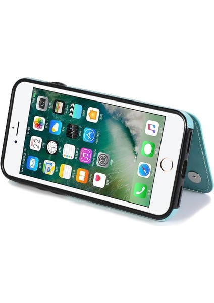 IPhone 6/6s Pu Deri Çift Düğmeler Için Kart Tutucu Kılıf ile Cüzdan (Yurt Dışından)