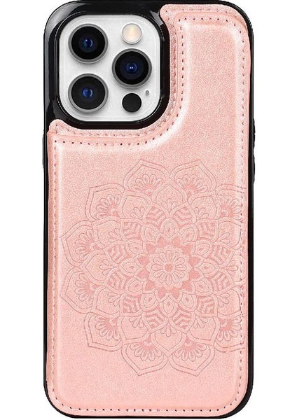 IPhone 14 Için Kart Tutucu Kılıf ile Cüzdan Pro Max Desen Çiçek Kabartmalı (Yurt Dışından)