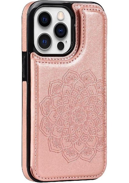 IPhone 14 Için Kart Tutucu Kılıf ile Cüzdan Pro Max Desen Çiçek Kabartmalı (Yurt Dışından)
