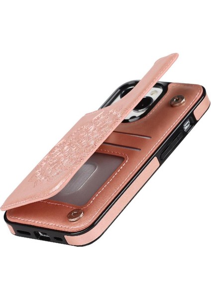IPhone 14 Için Kart Tutucu Kılıf ile Cüzdan Pro Max Desen Çiçek Kabartmalı (Yurt Dışından)