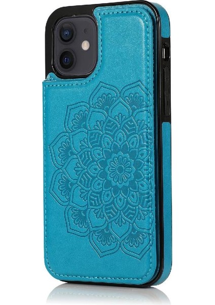IPhone 12 Mini Kabartmalı Mandala Pu Flip Için Kart Tutucu Kılıf ile Cüzdan (Yurt Dışından)