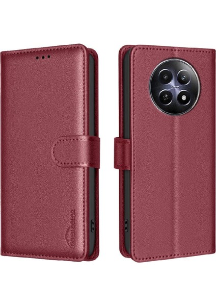 Realme 12 5g Cüzdan Manyetik Pu Deri Rfıd Engelleme Kartı Için Flip Case (Yurt Dışından)