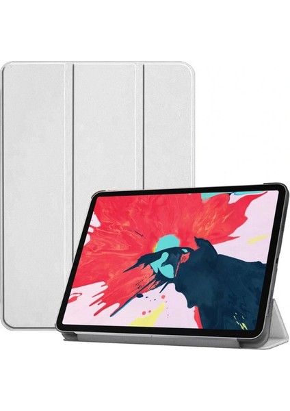 Apple iPad Air 11 2024 Uyumlu Zore Smart Cover Standlı 1-1 Kılıf, Beyaz