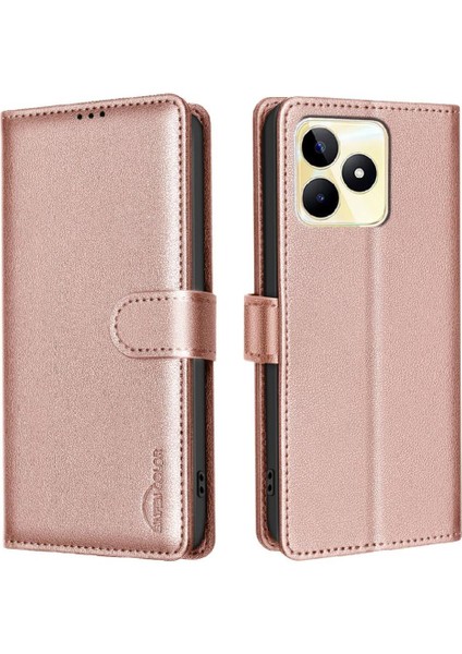 Realme C53 Pu Deri Manyetik Rfıd Engelleme Cüzdan Kartı Için Flip Case (Yurt Dışından)