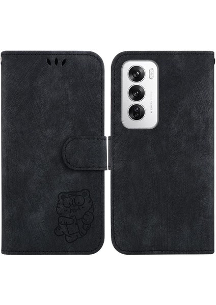 Oppo Için Kılıf Oppo 12 5g Kabartmalı Sevimli Kaplan Tutucu Kapak Kart Cebi (Yurt Dışından)