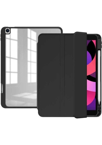 Apple iPad Pro 10.5 (7.nesil) Uyumlu Kılıf Zore Nort Arkası Şeffaf Standlı Kılıf, Siyah