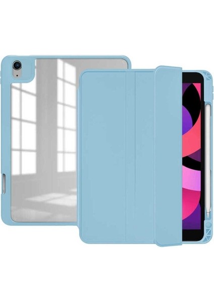 Apple iPad Pro 12.9 2018 (3.nesil) Uyumlu Kılıf Zore Nort Arkası Şeffaf Standlı Kılıf, Mavi Açık