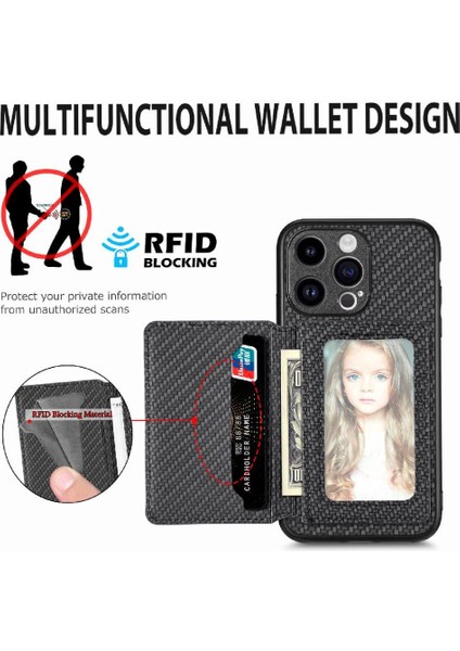 IPhone 15 Için Kılıf Pro Max Standı Fonksiyonu Manyetik Kart Tutucu Komple (Yurt Dışından)