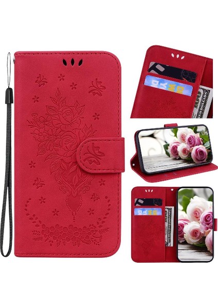 Huawei Nova 12 Kart Yuvaları Için Kılıf Kickstand Kabartma Gül Çiçekler Cüzdan Pu (Yurt Dışından) modelleri