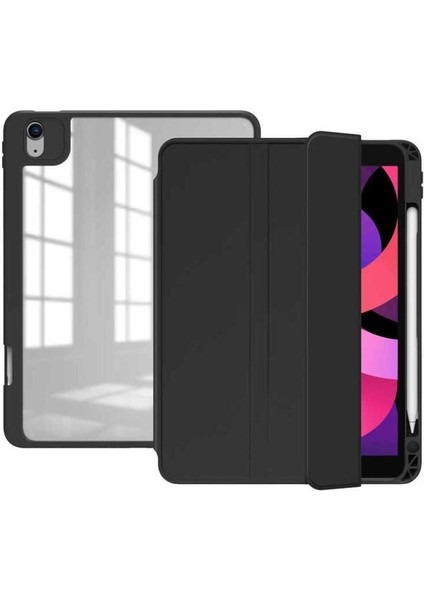 Apple iPad Pro 12.9 2018 (3.nesil) Uyumlu Kılıf Zore Nort Arkası Şeffaf Standlı Kılıf, Siyah