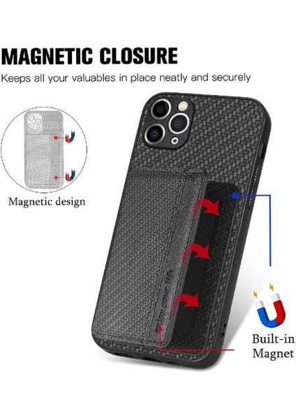 IPhone 11 Pro Için Kılıf Komple Kamera Güvenlik Rfıd Engelleme Manyetik Kart (Yurt Dışından)
