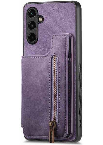 Samsung Galaxy A14 5g Standı Fonksiyonu Vintage Fermuar Cüzdan Geri (Yurt Dışından)