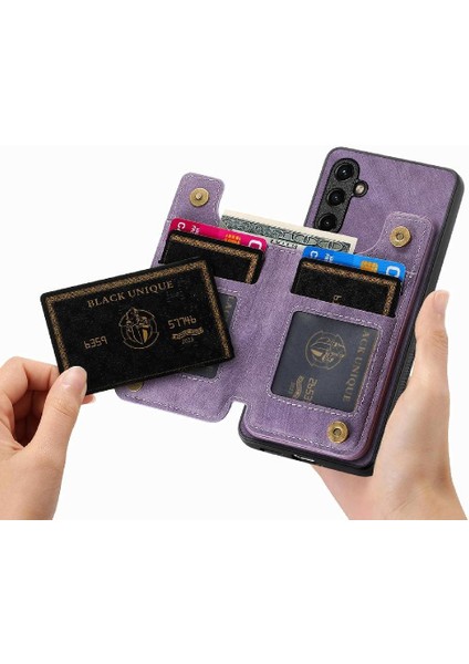 Samsung Galaxy A14 5g Standı Fonksiyonu Vintage Fermuar Cüzdan Geri (Yurt Dışından)