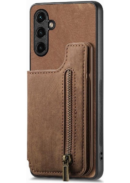 Samsung Galaxy A14 5g Standı Fonksiyonu Vintage Fermuar Cüzdan Geri (Yurt Dışından) modelleri