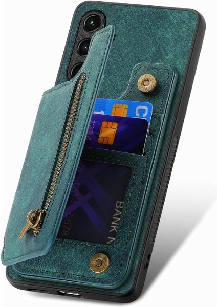 Samsung Galaxy A14 5g Standı Fonksiyonu Vintage Fermuar Cüzdan Geri (Yurt Dışından) modelleri