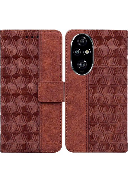 Onur Için Flip Case 200 Pro 5g Flip Folio Cüzdan Kapak Geometrik Kabartmalı (Yurt Dışından)