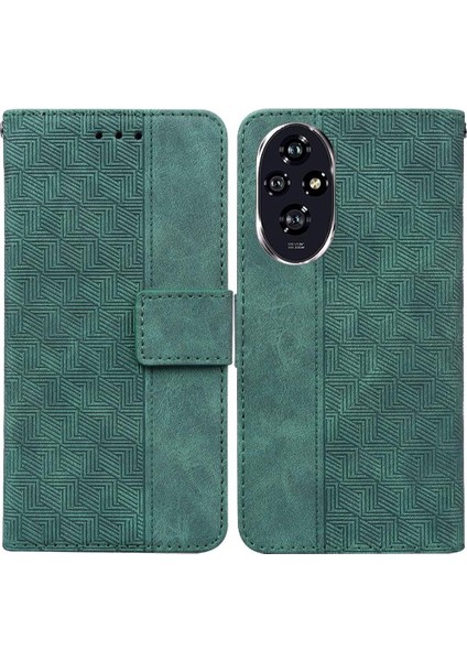 Onur Için Flip Case 200 5g Kickstand Özelliği Geometrik Kabartmalı Flip Folio (Yurt Dışından)