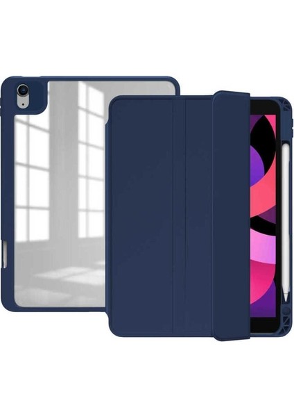 Apple iPad Pro 12.9 2018 (3.nesil) Uyumlu Kılıf Zore Nort Arkası Şeffaf Standlı Kılıf, Lacivert
