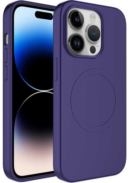 Apple iPhone 11 Pro Max Uyumlu Kılıf Magsafe Wireless Şarj Özellikli Pastel Renk Silikon Zore Plas Kapak, Mürdüm
