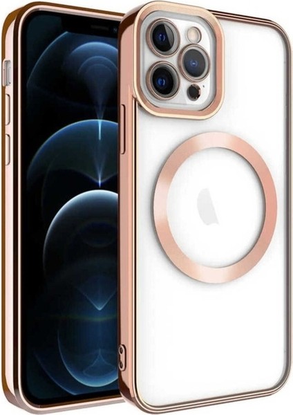 Apple iPhone 11 Pro Max Uyumlu Kılıf Magsafe Wireless Şarj Özellikli Zore Setro Silikon, Rose Gold