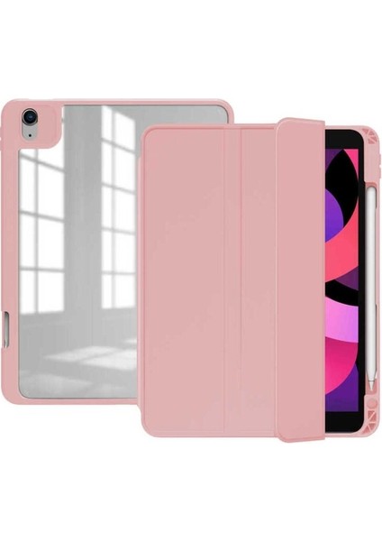 Apple iPad Pro 12.9 2018 (3.nesil) Uyumlu Kılıf Zore Nort Arkası Şeffaf Standlı Kılıf, Pembe