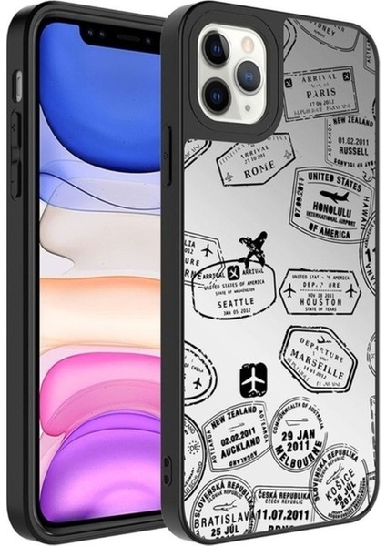 Apple iPhone 11 Pro Uyumlu Kılıf Aynalı Desenli Kamera Korumalı Parlak Zore Mirror Kapak, Seyahat