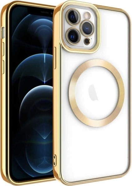 Apple iPhone 11 Pro Uyumlu Kılıf Magsafe Wireless Şarj Özellikli Zore Setro Silikon, Gold