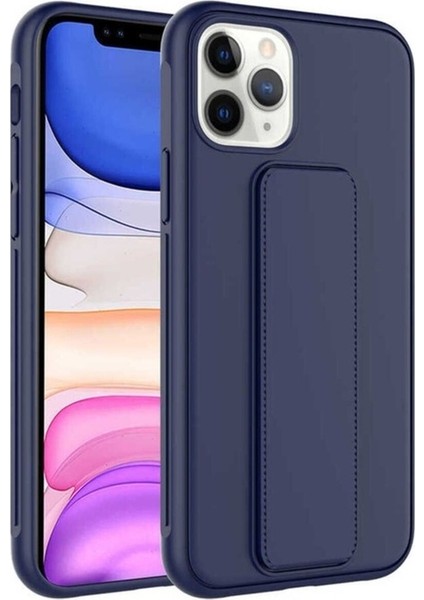 Apple iPhone 11 Pro Max Uyumlu Kılıf Zore Qstand Kapak, Lacivert