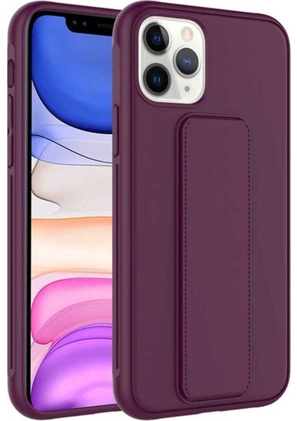 Apple iPhone 11 Pro Max Uyumlu Kılıf Zore Qstand Kapak, Mürdüm