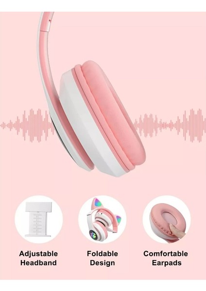 LED Işıklı Bluetooth Cat Ears Kablosuz Kulaklık (Yurt Dışından)