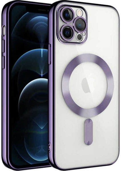 Apple iPhone 11 Pro Uyumlu Kılıf Kamera Korumalı Magsafe Wireless Şarj Özellikli Zore Demre Kapak, Derin Mor