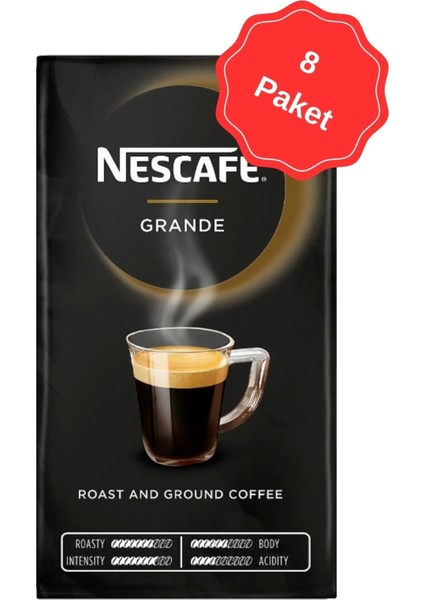 Grande Öğütülmüş Filtre Kahve 500GR x 8 Paket