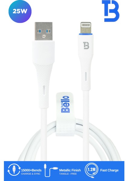 BA-01 USB Lightning Hızlı Şarj Data Kablosu 25W 1.2m