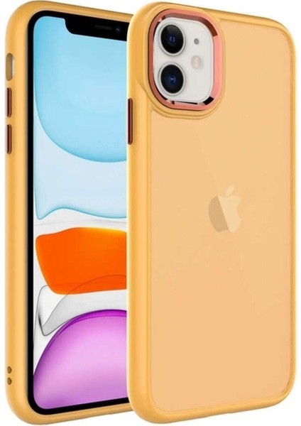 Apple iPhone 11 Uyumlu Kılıf Buzlu Sert Pc May Kapak, Turuncu