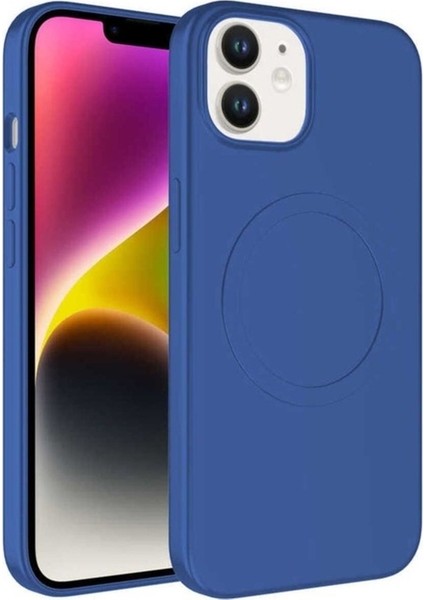 Apple iPhone 11 Uyumlu Kılıf Magsafe Wireless Şarj Özellikli Pastel Renk Silikon Plas Kapak, Mavi