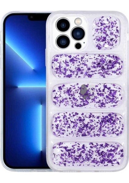 Apple iPhone 12 Pro Max Uyumlu Kılıf Kamera Korumalı Simli Airbag'li Zore Dalga Kapak, Mor