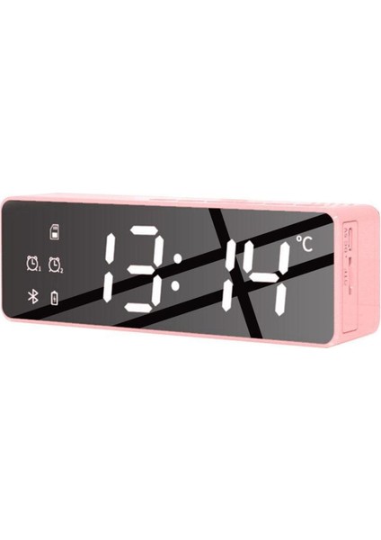 Pembe Siyah Beyaz Kablosuz Bluetooth Hoparlör Fm Radyo Ses Kutusu Masaüstü Çalar Saat Müzik Çalar Tf Kart Bas Hoparlör Çalar Saat (Yurt Dışından)