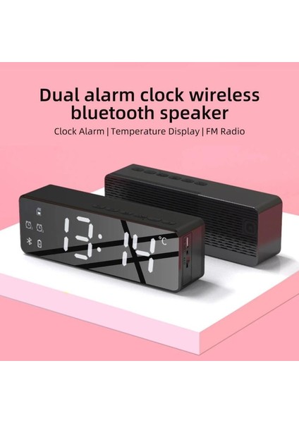 Pembe Siyah Beyaz Kablosuz Bluetooth Hoparlör Fm Radyo Ses Kutusu Masaüstü Çalar Saat Müzik Çalar Tf Kart Bas Hoparlör Çalar Saat (Yurt Dışından) fiyatları