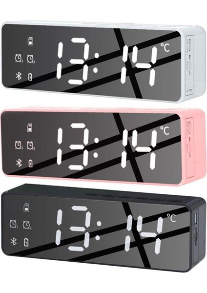 Pembe Siyah Beyaz Kablosuz Bluetooth Hoparlör Fm Radyo Ses Kutusu Masaüstü Çalar Saat Müzik Çalar Tf Kart Bas Hoparlör Çalar Saat (Yurt Dışından) modelleri